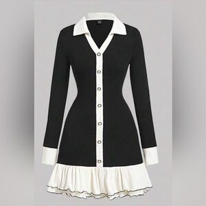 Black and White Button-Down Dress